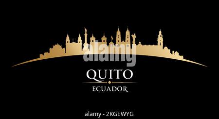 Quito Ecuador city skyline silhouette. Vector illustration Stock Vector