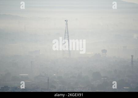 A thick layer of smog engulfs the city of Ajmer, India on 17 November ...