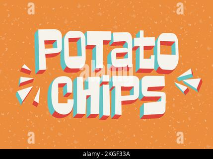Crunchy crispy text, lettering quote hand drawn creative concept for your business. Chips modern style, product. Vector illustration Stock Vector