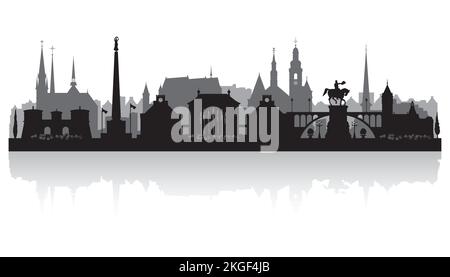 Luxembourg city skyline vector silhouette illustration Stock Vector ...