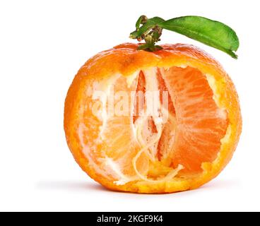tangerine with leaf isolated Stock Photo