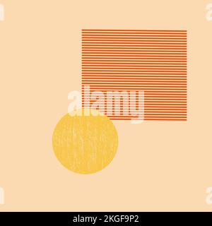 flat geometric figure, orange lines, yellow circle Stock Vector