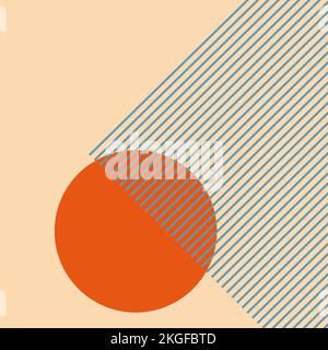 flat geometric figure, thin lines, orange circle Stock Vector