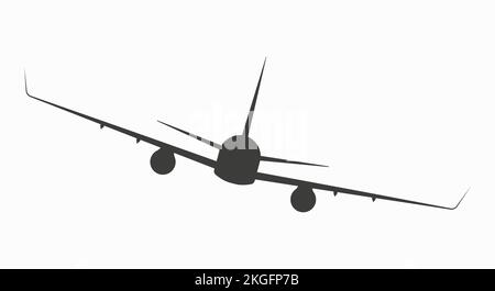 Jet airplane icon, aircraft back view. Flat vector illustration isolated on white background. Stock Vector