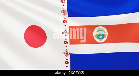 Flag of the national football teams Japan vs Costa Rica at football world cup. 3d render. Stock Photo