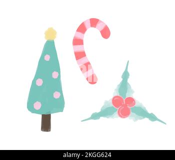 Set of chtistmas candy and lollipops isolated on white background. Stock Vector
