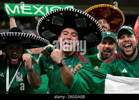 Doha, Qatar, 22nd November 2022. Mexico fans during the FIFA World Cup 2022 match at Stadium 974, Doha. Picture credit should read: Florencia Tan Jun / Sportimage Stock Photo