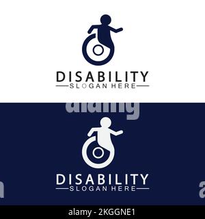 Passionate Disability People Support Logo. Wheel Chair Logo Illustration. Stock Vector
