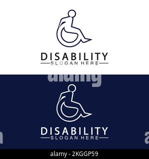Passionate Disability People Support Logo. Wheel Chair Logo Illustration. Stock Vector