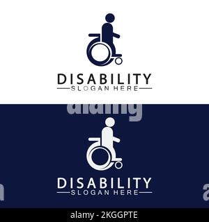 Passionate Disability People Support Logo. Wheel Chair Logo Illustration. Stock Vector