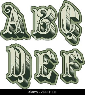 Vector decorative original alphabet letters english font. Eps-10 separated by groups and layers for easy edit. Stock Vector