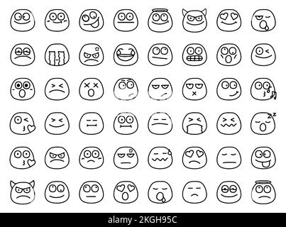 Set of emoticons showing different emotions in doodle style isolated on ...