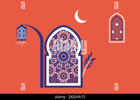 Abstract architecture posters simple geometric. Moroccan contemporary abstract geometric. Islamic Arabic oriental style windows, doors & stairs. Stock Vector