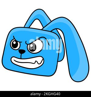 A vector illustration of an evil bunny cartoon character isolated on white background Stock Vector