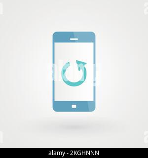 Smartphone and refresh icon. Concept of reset. Vector illustration, flat design Stock Vector