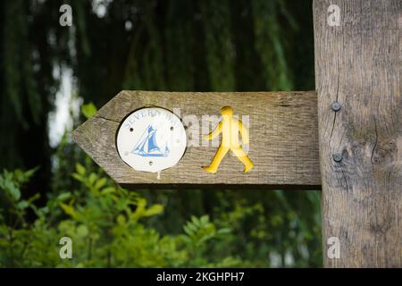 The Severn Way is a waymarked long distance footpath or LDWA which runs 224 miles following the River Severn from Wales through Western England Stock Photo