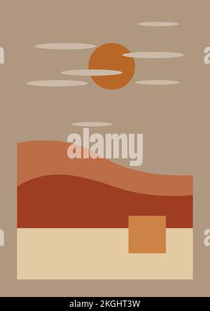 Vector illustration art of day and night. Opposites, positive and negative, moon and sun, beautiful and simple wall art, poster and social media. Stock Vector