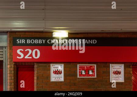 Sir Bobby Charlton Stand at Manchester United's Old Trafford stadium, Manchester Stock Photo