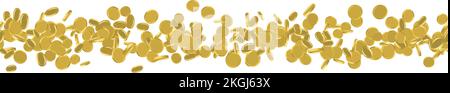 Falling gold coins on white. Golden rain of coins seamless pattern. Jackpot, success concept. Trendy investment pattern. Can be used for ad, poster, b Stock Vector