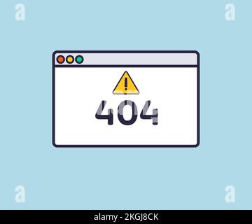 404 error page not found, System error, broken page logo design. Simple Browser window. Error page design template. Error message computer window. Stock Vector
