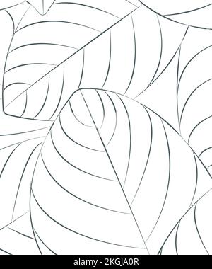 Hand drawn line work leaves background vector. Stock Vector