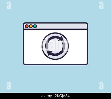 Reload web page icon. Website update symbol. Upgrade site application logo design. Browser window screen. Window concept internet browser. Stock Vector