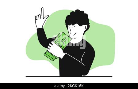 Save money and financial literacy business vector concept illustration. Financial services cartoon and money savings, loan and deposit income. Collect Stock Vector