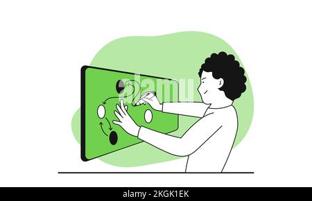 Write strategy and concept of creating, marketing and sharing of digital content vector illustration concept. Content marketing advertising and creati Stock Vector
