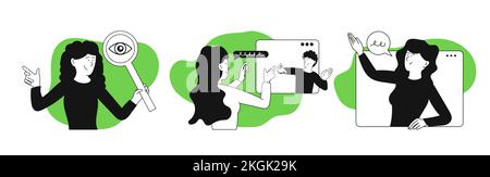 App development set business vector illustration concept. Application web technology and development interface website. Digital programming and networ Stock Vector