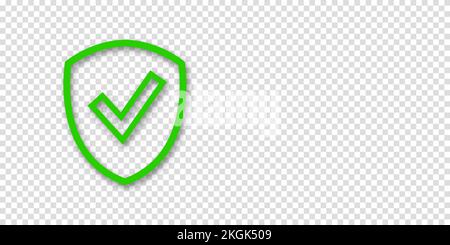 Banner shield check mark icon. Place for your text. Cope space. Vector illustration. Transparent background Stock Vector