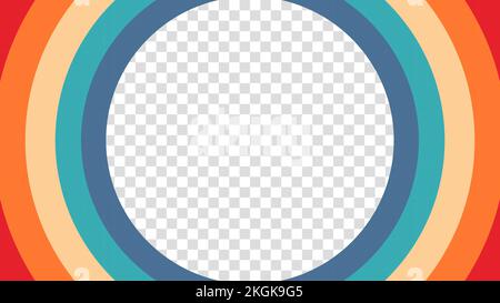 Abstract 1970's 1980's 1960's background with circles element and retro colors. Design in futuristic retro style with transparent circle. Vector funky Stock Vector