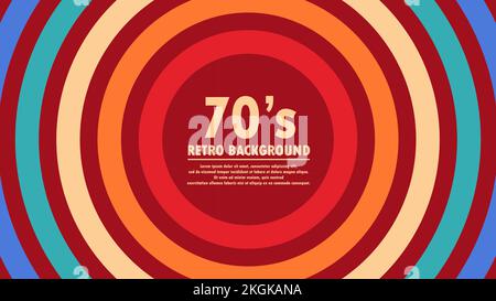 Abstract geometric 1970's background with retro colors and circles element. Design in futuristic retro style. Vector illustration. Stock Vector