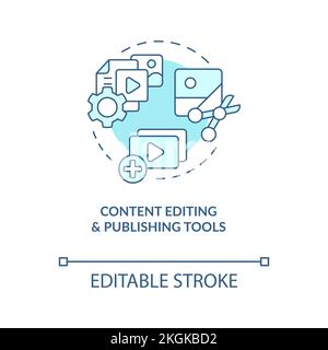 Content editing and publishing tools turquoise concept icon Stock Vector