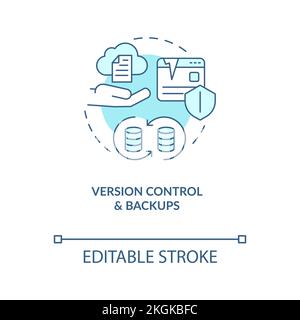 Version control and backups turquoise concept icon Stock Vector