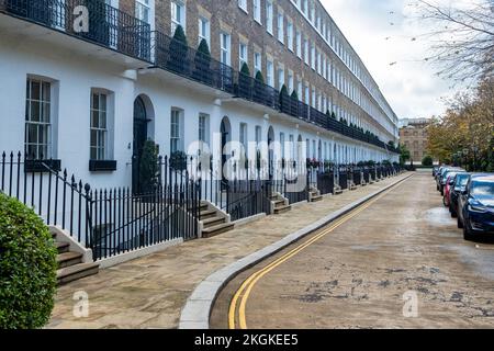 Terraced street of beautiful Georgian houses in Kensington- west London Stock Photo