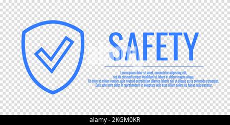 Banner safety first. Vector illustration with word SAFETY on a transparent background. Place for your text. Stock Vector