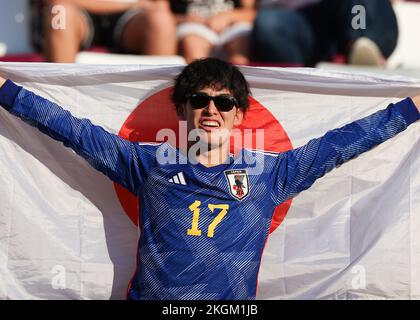 Al Rayyan, Qatar. Doha, Qatar, 23/11/2022, 23rd November 2022; Khalifa International Stadium, FIFA World Cup Football, Germany versus Iran; Japan fan in inside Khalifa International Stadium Credit: Action Plus Sports Images/Alamy Live News Credit: Action Plus Sports Images/Alamy Live News Stock Photo