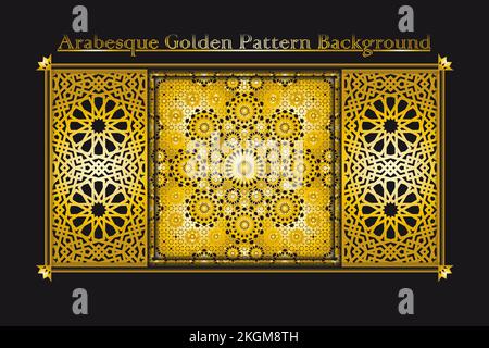 Arabesque golden pattern background collection, Gold Luxury background islamic ornament vector image Stock Vector