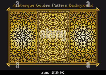 Arabesque golden pattern background collection, Gold Luxury background islamic ornament vector image Stock Vector