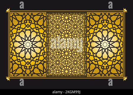 Arabesque golden pattern background collection, Gold Luxury background islamic ornament vector image Stock Vector