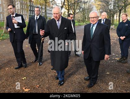 King Charles III, Royal Bencher at the Honourable Society of Gray's Inn, during a visit to the society in central London, to hear more about their work to support, educate, and develop both aspiring and practising barrister members. Picture date: Wednesday November 23, 2022. Stock Photo