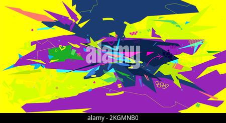 Trendy Futuristic Metaverse Cyberpunk Style Colorful Abstract Urban Street Art Graffiti Vector Illustration Template Background Stock Vector