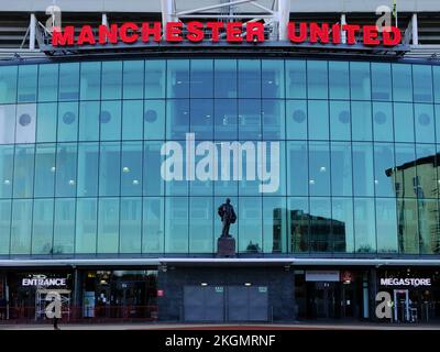 Outside Manchester United FC, Old Trafford, Manchester, UK Stock Photo