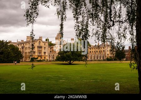 Gothic Revival Grade I listed St. John's College from the Backs at Cambridge University, Cambridge, England. Stock Photo