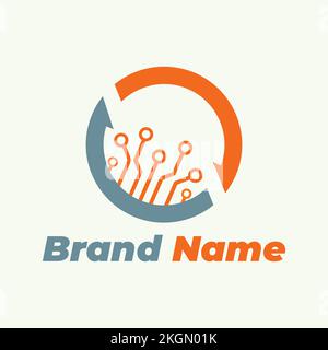 Technology logo simple tech design. Vector creative abstract circle modern icon for construction technology or logo template for digital communication Stock Vector