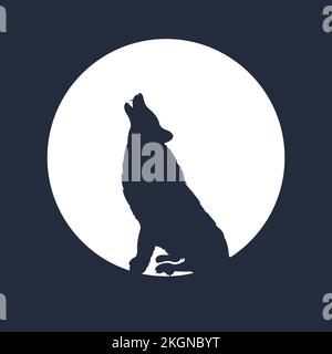 Silhouette of the wolf. Vector wolf logo. wildlife, Wild wolf illustration, wolf sitting icon Stock Vector