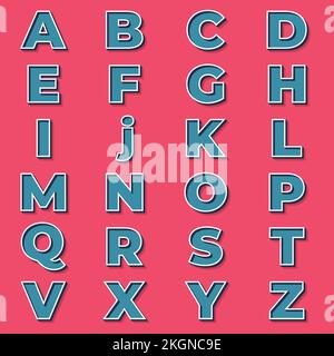 Retro font text effect, 3d text effect with all the alphabets Stock Vector