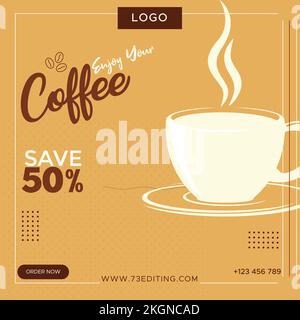 Coffee shop offer menu design save 50% coffee Stock Vector