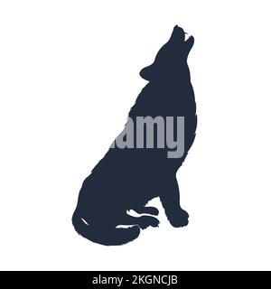 Silhouette of the wolf. Vector wolf logo. wildlife, Wild wolf illustration, wolf sitting icon Stock Vector