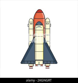 space exploration space shuttle icon cartoon vector illustration graphic design, Space Shuttle filled outline icon, transport and space vehicle, rocke Stock Vector